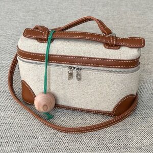 Linen & leather crossbody purse